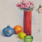 Still Life of flower and vases.
